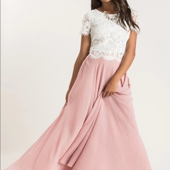 New w/ tags Jenny Yoo Hampton long skirt/blush/chiffon size 10 - Picture 4 of 7